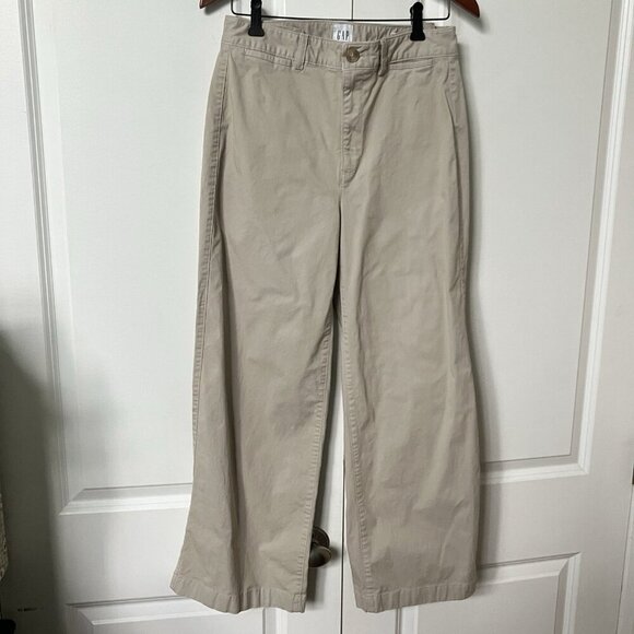 Gap High Rise Stride Ankle Pant Womens 8 Tan Khaki Straight Leg Neutral Minimal - Picture 3 of 12